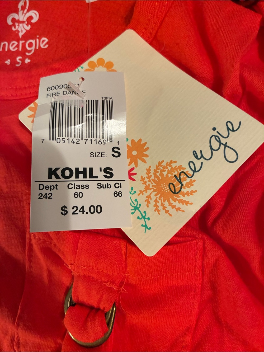 Energie Bright orange Ruffle-Shoulder Tank with Ring Detail - Picture 3 of 6